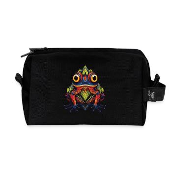 Portrait de grenouille - Trousse de toilette en tissu recyclé - noir - Devant