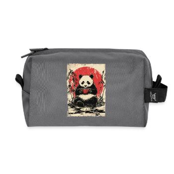 Panda mit Suppe im Bambuswald - Recycelte Kulturtasche - Anthrazit - Vorne