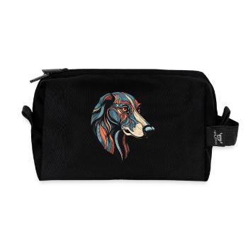 Greyhound Dog Portrait - Recycled Toiletry Zip Bag - black - Front
