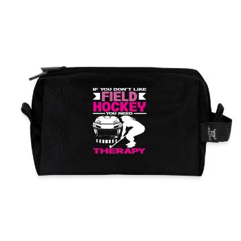 Feldhockeyspieler Therapie Spruch - Recycelte Kulturtasche - Schwarz - Vorne