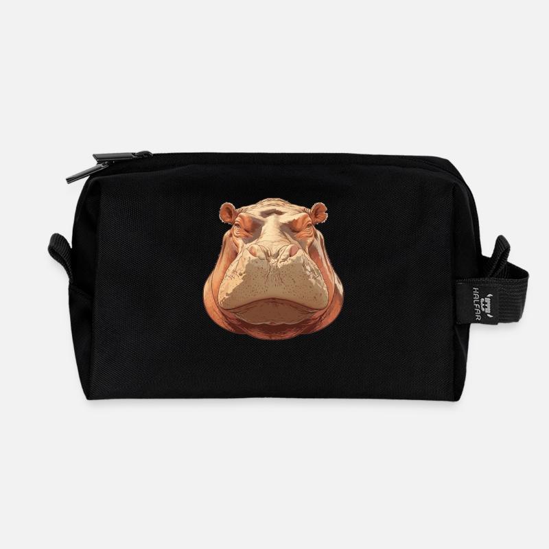 Nilpferd Flußpferd - Recycelte Kulturtasche - Schwarz