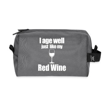 Wine Lover Foodie Quote - Recycled Toiletry Zip Bag - anthracite - Front