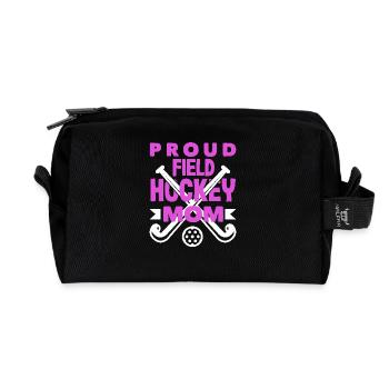Maman fière joueuse de hockey sur gazon - Trousse de toilette en tissu recyclé - noir - Devant
