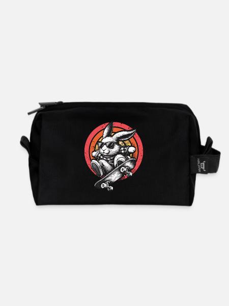 Skater Hase - Recycelte Kulturtasche - Schwarz