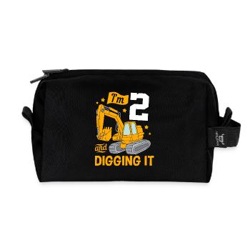 Children's birthday party construction site - Recycled Toiletry Zip Bag - black - Front
