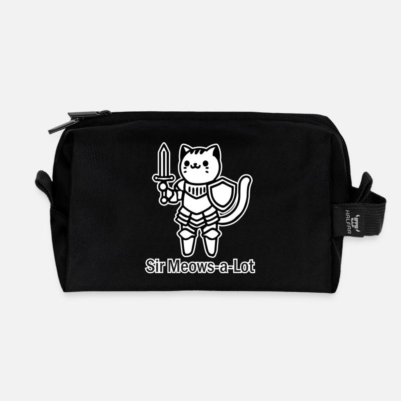 Katzenritter in glänzender Rüstung - Sir Miaut viel Design - Recycelte Kulturtasche - Schwarz