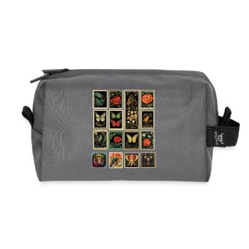 Decorative Fancy Postage Stamps - Recycled Toiletry Zip Bag - anthracite - Front