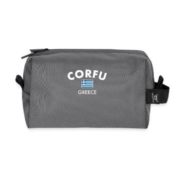 Corfou Grèce Drapeau grec Grec - Trousse de toilette en tissu recyclé - anthracite - Devant