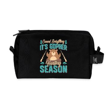Marmotte, Chasseur, Chasse - Trousse de toilette en tissu recyclé - noir - Devant