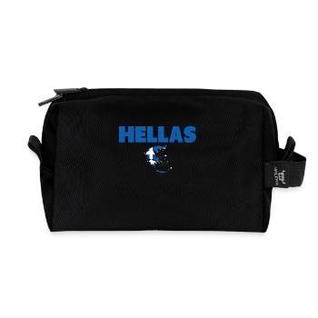 Hellas Grèce Carte Drapeau grec - Trousse de toilette en tissu recyclé - noir - Devant