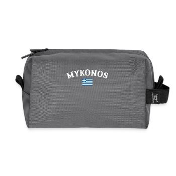 Mykonos Grèce Drapeau grec Grec - Trousse de toilette en tissu recyclé - anthracite - Devant