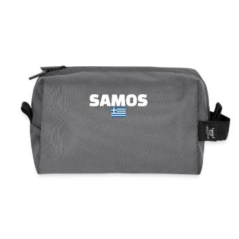 Samos Grèce Drapeau grec Grec - Trousse de toilette en tissu recyclé - anthracite - Devant