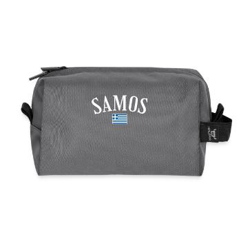 Samos Grèce Drapeau grec Grec - Trousse de toilette en tissu recyclé - anthracite - Devant