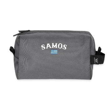 Samos Grèce Drapeau grec Grec - Trousse de toilette en tissu recyclé - anthracite - Devant