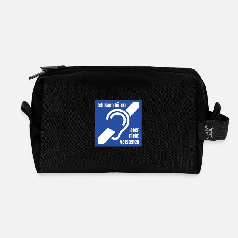 Gehörlos Logo Hörgeschädigt Taub Schwerhörig - Recycelte Kulturtasche - Schwarz