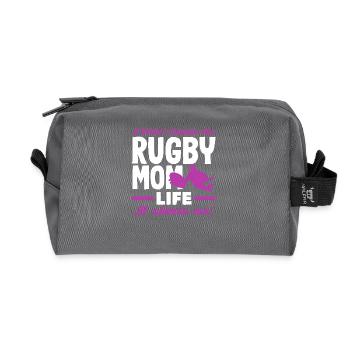 Joueuse de rugby Maman La vie me choisit - Trousse de toilette en tissu recyclé - anthracite - Devant