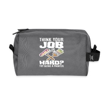 Think your job is hard painter - Recycled Toiletry Zip Bag - anthracite - Front