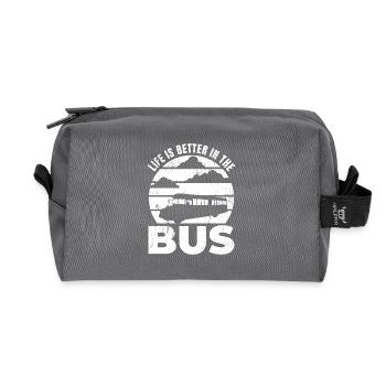 Life is Better In The Bus - Recycled Toiletry Zip Bag - anthracite - Front