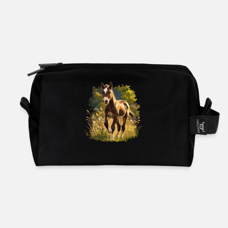 Pferde Pferd - Recycelte Kulturtasche - Schwarz