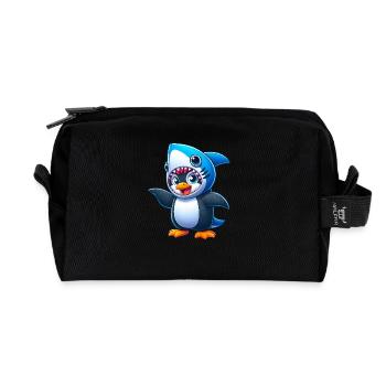 Lustiger Pinguin Hai Karneval Cartoon - Recycelte Kulturtasche - Schwarz - Vorne