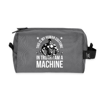 C’est mon costume humain, je suis une machine Cadeau - Trousse de toilette en tissu recyclé - anthracite - Devant