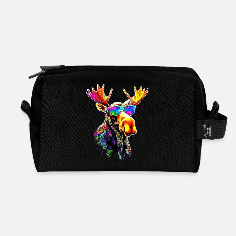 Elch Moose Elchbulle Geweih Hirsch Wilde Elche - Recycelte Kulturtasche - Schwarz
