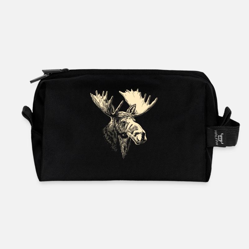 Elch Moose Elchbulle Geweih Hirsch Wilde Elche - Recycelte Kulturtasche - Schwarz