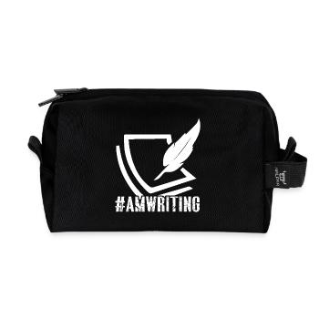 Amwriting Hashtag Funny Writer - Recycled Toiletry Zip Bag - black - Front