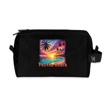 Waikiki, Hawaii, Sonnenuntergang, Palmen, Meer, St - Recycelte Kulturtasche - Schwarz - Vorne