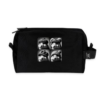 hamster Selfie Drôle Chapeaux Vintage Photo Shoot Anim - Trousse de toilette en tissu recyclé - noir - Devant