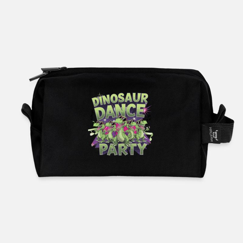 Dinosaur Dance Party Tänzer Tänzerin - Recycelte Kulturtasche - Schwarz