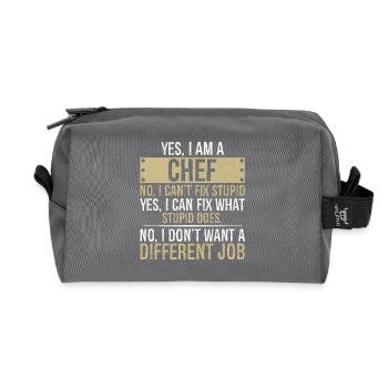 yes I am CHEF no I can t fix stupid yes - Recycelte Kulturtasche - Anthrazit - Vorne