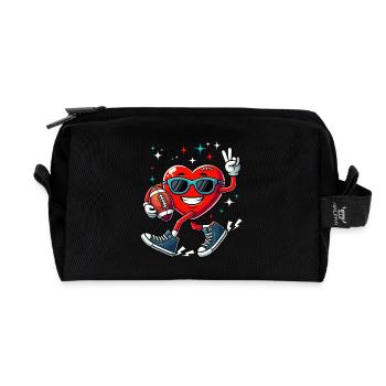 Saint-Valentin Football Chucks Coeur Amérique Drôle - Trousse de toilette en tissu recyclé - noir - Devant