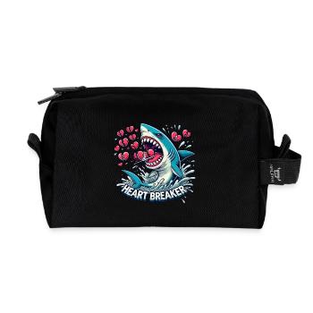 Saint-Valentin Requin Plongeur Vacances Coeur Drôle Mer - Trousse de toilette en tissu recyclé - noir - Devant