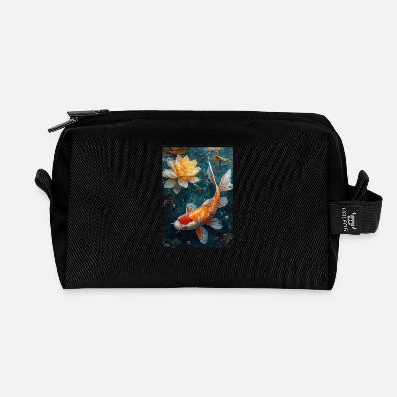 Koi Koi Carp - Recycled Toiletry Zip Bag - black