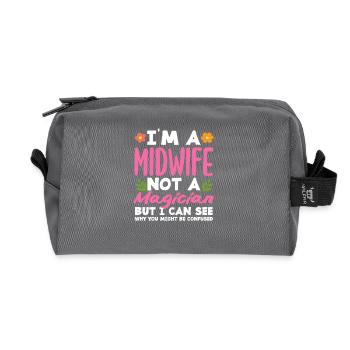 Midwife not magician confusing - Recycled Toiletry Zip Bag - anthracite - Front