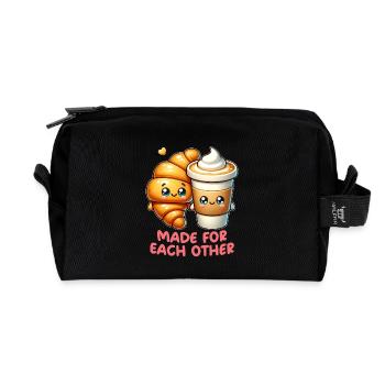 Cappuccino et croissants - Trousse de toilette en tissu recyclé - noir - Devant