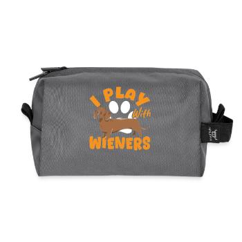 Doxie Dachshund Longhaired Dog Viennese Dog - Recycled Toiletry Zip Bag - anthracite - Front