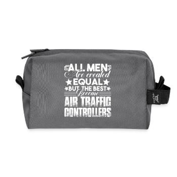 Best Men Become Air Traffic Controllers - Recycled Toiletry Zip Bag - anthracite - Front