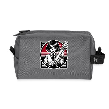 Die strenge Cartoon Lehrerin mit Lineal - Recycelte Kulturtasche - Anthrazit - Vorne