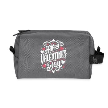 Happy Valentine's Day - Liebe - Geschenk - Recycelte Kulturtasche - Anthrazit - Vorne