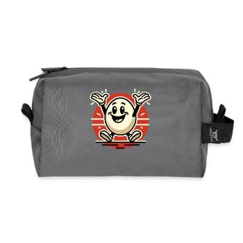 Fröhliches retro Cartoon-Ei - Recycelte Kulturtasche - Anthrazit - Vorne