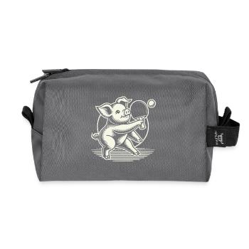 Funny Table Tennis Pig Cute Motif - Recycled Toiletry Zip Bag - anthracite - Front