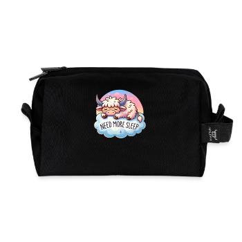 Cute Highland Cow Sleep Lover - Peaceful Bedtime - Recycled Toiletry Zip Bag - black - Front