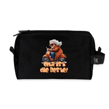 Lustige Oma auf Motorroller Oma ist die Beste - Recycelte Kulturtasche - Schwarz - Vorne