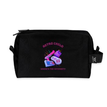 Retro child - Où est Internet ? - Trousse de toilette en tissu recyclé - noir - Devant