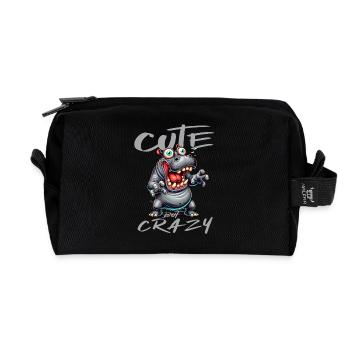 Cute but Crazy Nilpferd Comic Stil lustiges Motiv - Recycelte Kulturtasche - Schwarz - Vorne