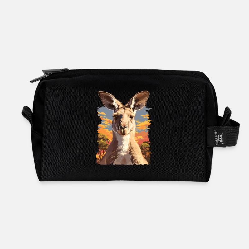 Kängurus Känguru - Recycelte Kulturtasche - Schwarz