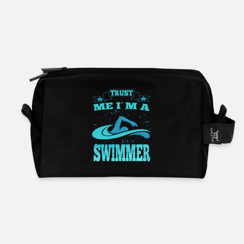 Swimming Saying Trust Me I´m A Swimmer - Recycelte Kulturtasche - Schwarz