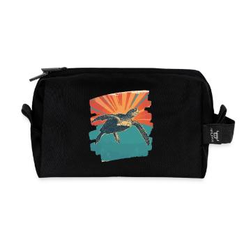 Tortue de mer rétro - Trousse de toilette en tissu recyclé - noir - Devant